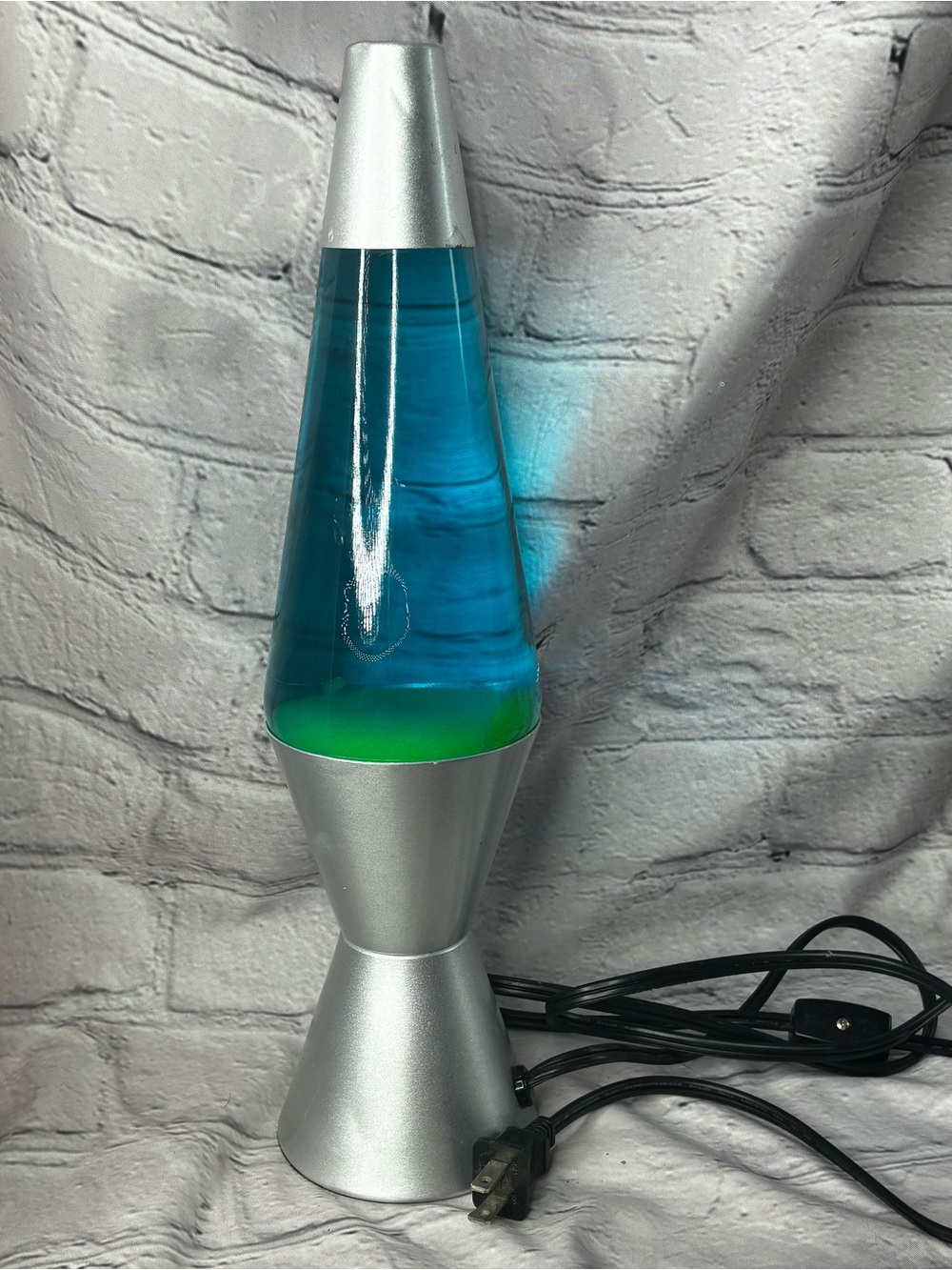 Liquid Lava Motion & Glitter Lamp Blue Green Light Groovy Cyber Table Light ASIS